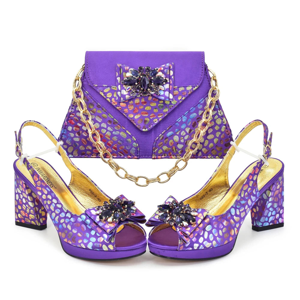 African Matching Shoes and Bags for Party Nigerian Ladies Super High Heels Sandals for Party Elegant Heeled Shoes for Women