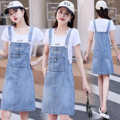 Denim Rompers Women Summer Baggy Solid Suspender Jeans Student Jeans Jumpsuit Korean Style Casual Denim Shorts Strap Dresses