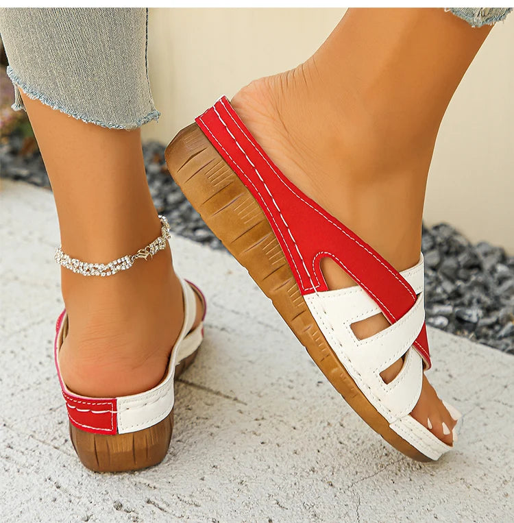 Women's Sandals New Wedges Heels Sandals Summer Shoes Woman Mix Color Summer Slippers Sandalias Mujer Luxury Heeled Footwear
