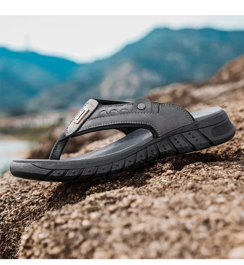Flip Flops Summer Men's Outdoor Thick Soled Beach Shoes Breathable Cool Non Slip Comfort Sandals Male Casual Hiking Sandals