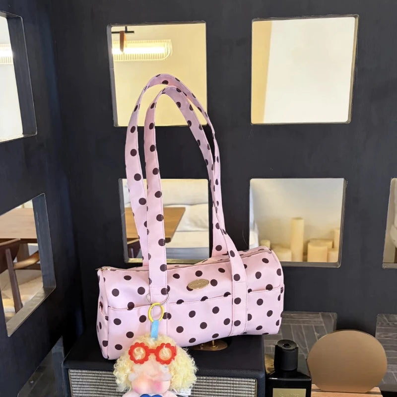 Korean Style Polka Dot Shoulder Bag Women's Large Capacity Commuter Pillow Bag Underarm Bag Trendy Single Shoulder Bags