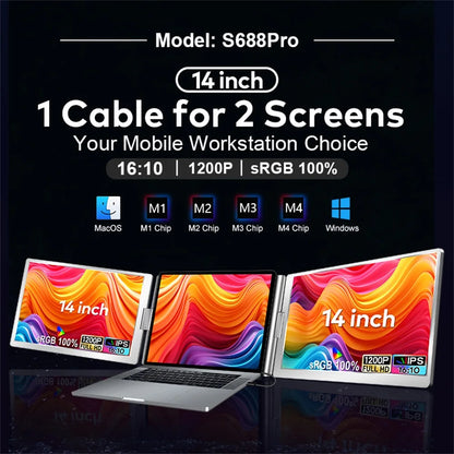 Dual Screen Display Extended Portable Monitor FHD Notebook Sub Screen Triple Screen Extender Compatible with All PC Rospider