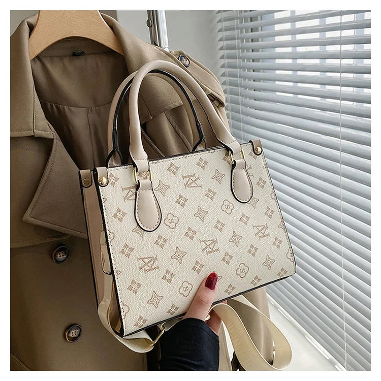 Elegant Retro Women's Tote Bag Single Shoulder Crossbody Bag Floral Print Ladies Handbag Luxury Texture Commuter Messenger Bag
