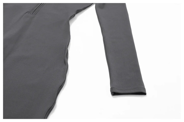 Winter Half Zip Yoga Bodysuit Women Long Sleeved Fitness Jumpsuit Sportswear Gym Clothes One-piece Running Workout Wear Rompers