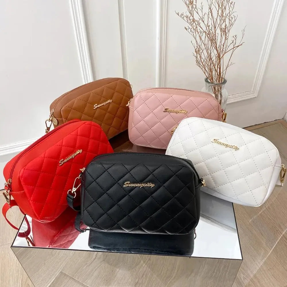 2025 New Small Messenger Bag For Women Trend Lingge Embroidery Camera Female Shoulder Bag Fashion Chain Ladies Crossbody Bags