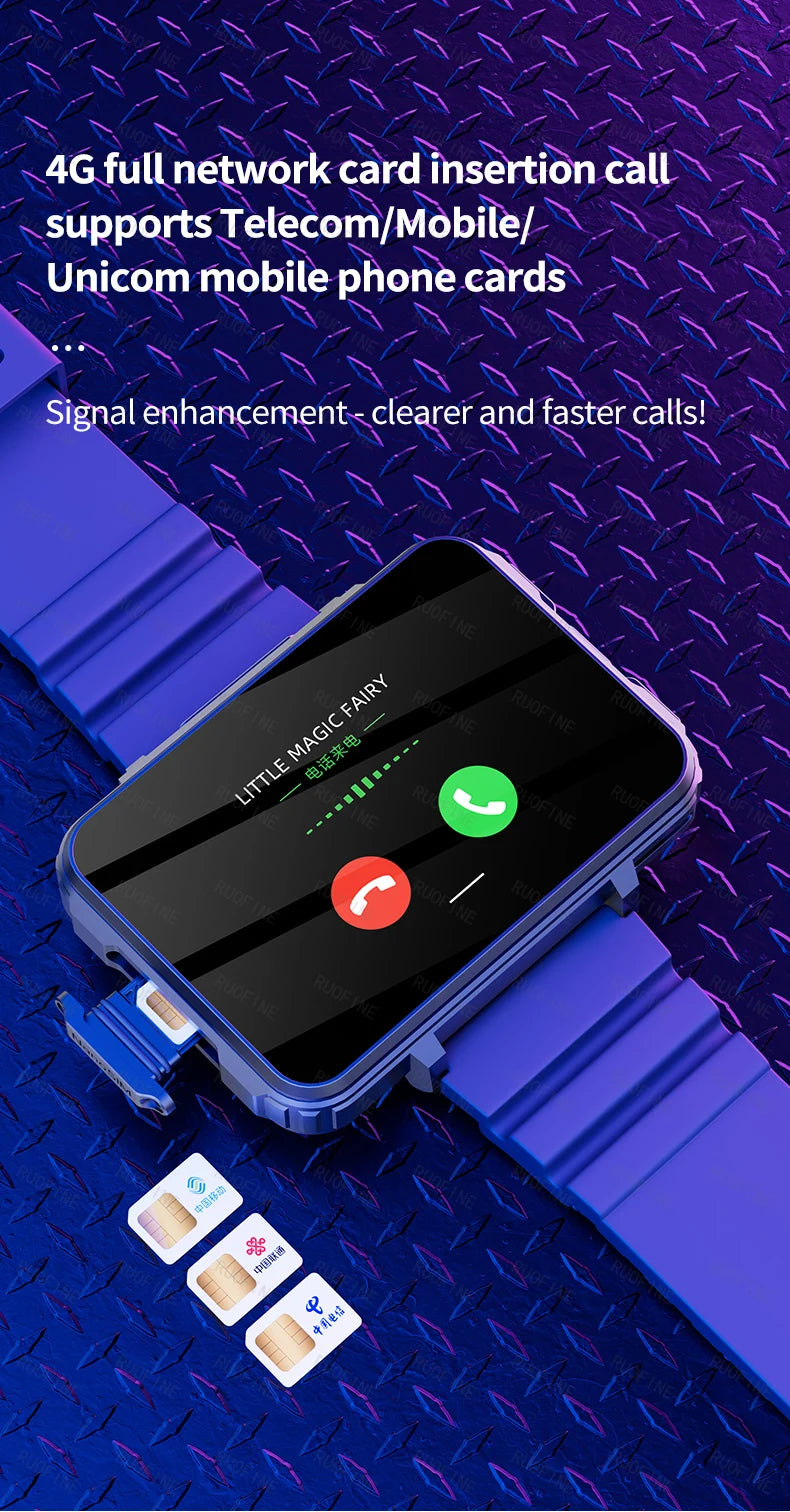 VP999 Android Smart Watch For Man 4G LTE Sim Card Phone Big Screen GPS Sports Electronics Smart Men's Wrist Global Version 2025