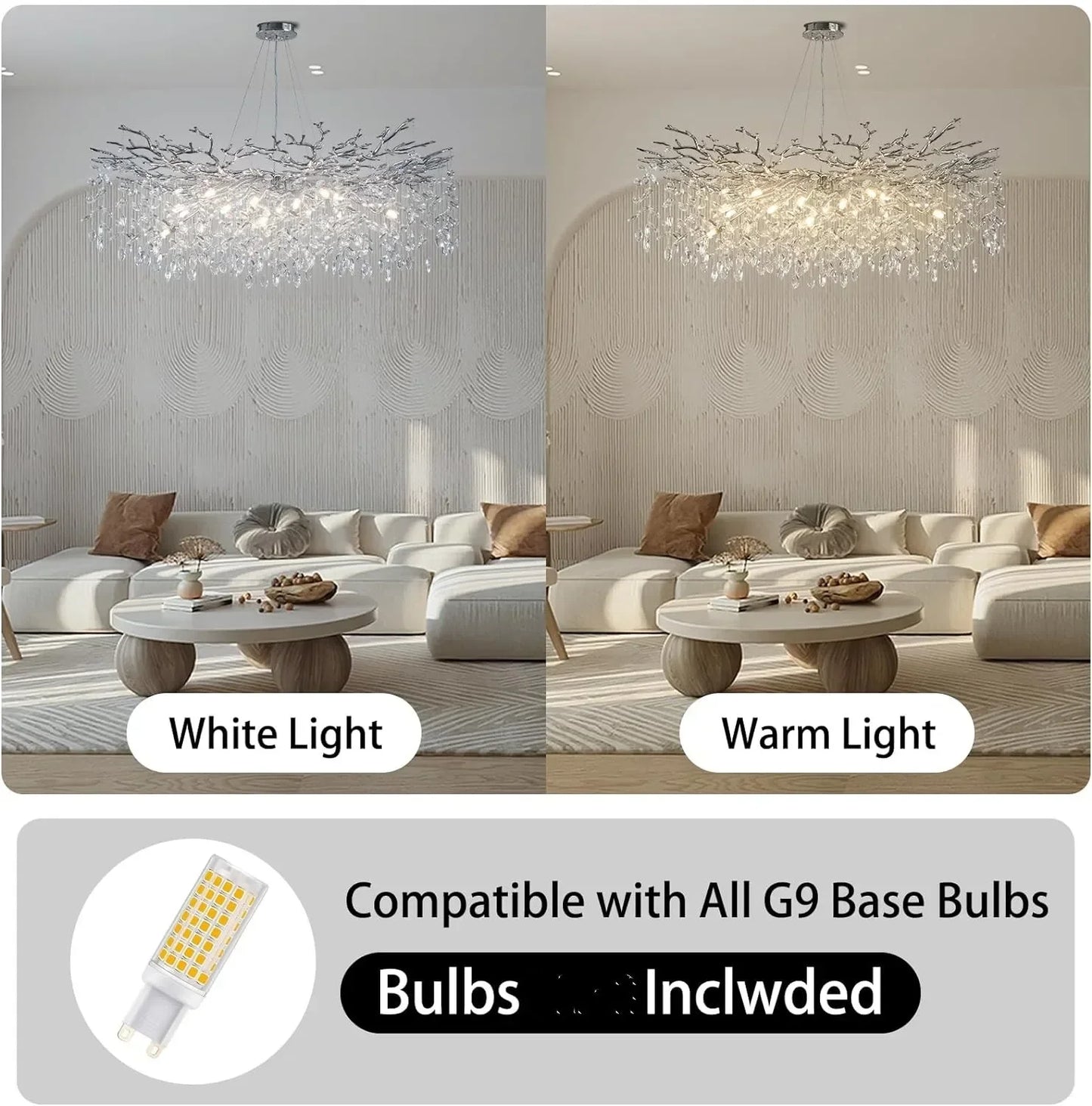 Modern Chrome Crystal Ceiling Chandelier Round Branch Crystal Chandeliers For Dining Living Room Bedroom Kitchen Fixture