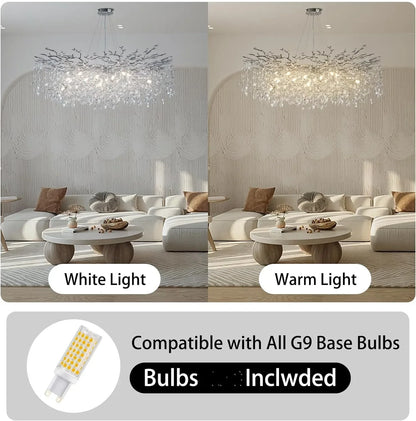 Modern Chrome Crystal Ceiling Chandelier Round Branch Crystal Chandeliers For Dining Living Room Bedroom Kitchen Fixture