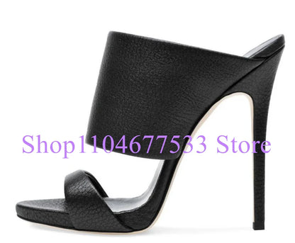 Fashion Stiletto Heel Lady Slipper Sandals Luxury Champagne Gold High Heels Sandals Shoes Woman Large Size Casual Sandals