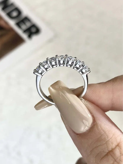 DWJ 0.7ct Real Moissanite Diamond Ring 925 Sterling Silver Engagement Daily Wear Rings for Women High Quality Fine Jewelry