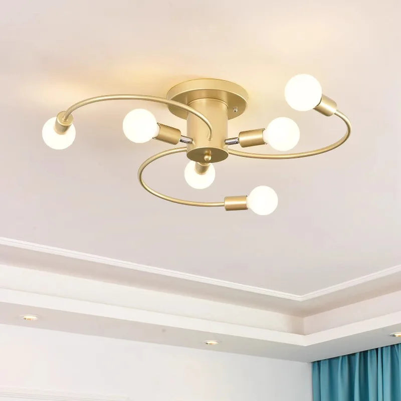 Minimalist Black/White/Gold Chandelier Simple Nordic Metal Chandelier Ceiling Lights for Living Room Bedroom Kitchen Bar Lustre