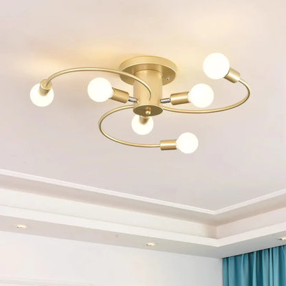 Minimalist Black/White/Gold Chandelier Simple Nordic Metal Chandelier Ceiling Lights for Living Room Bedroom Kitchen Bar Lustre