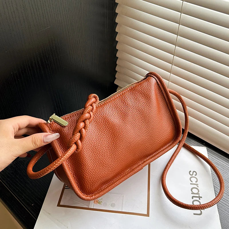 100%Real Cowhide Genuine Leather Sac Fashion Women Crossbody Bags For Ladies New High Capacity Shoulder Bag Handbag Female Purse