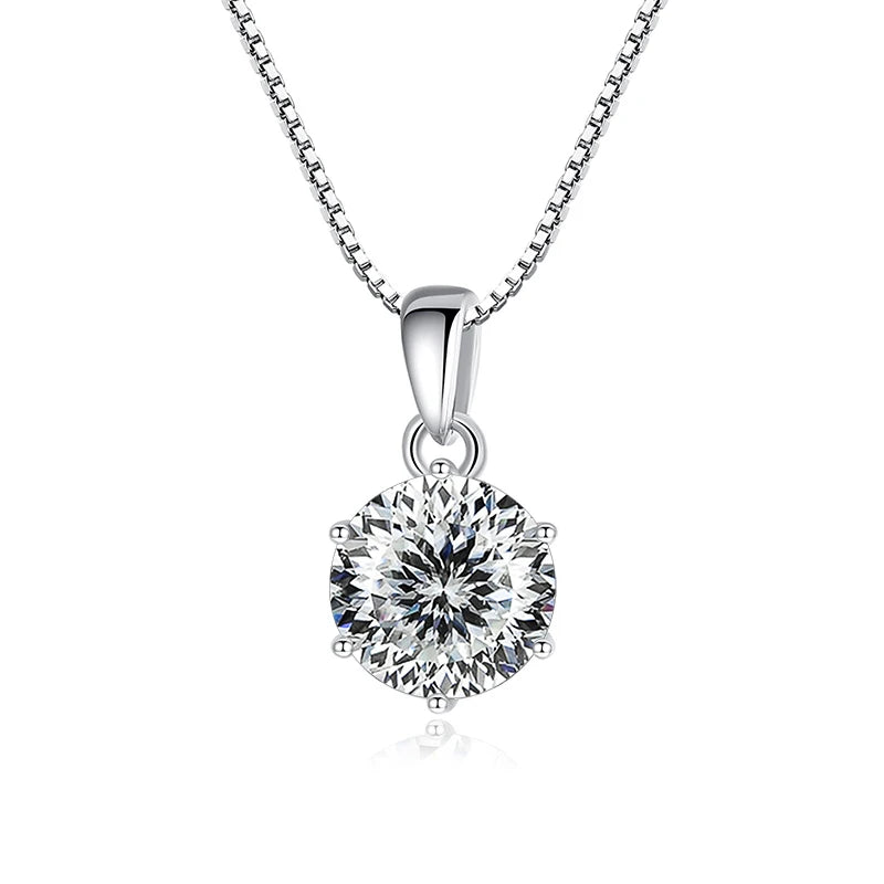 Butterflykiss 1CT 100 Faced Cut Moissanite Solitaire Drop Necklaces Gold Plated Pendant Real S925 Silver Chain Jewelry For Women
