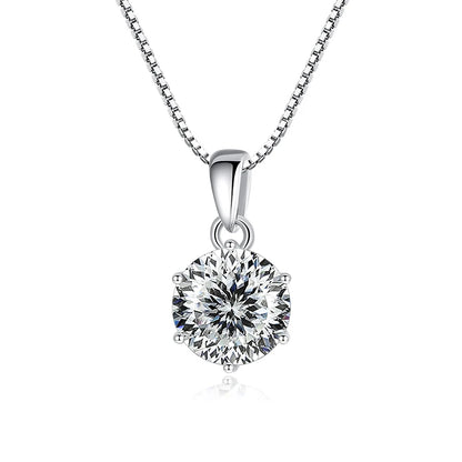 Butterflykiss 1CT 100 Faced Cut Moissanite Solitaire Drop Necklaces Gold Plated Pendant Real S925 Silver Chain Jewelry For Women