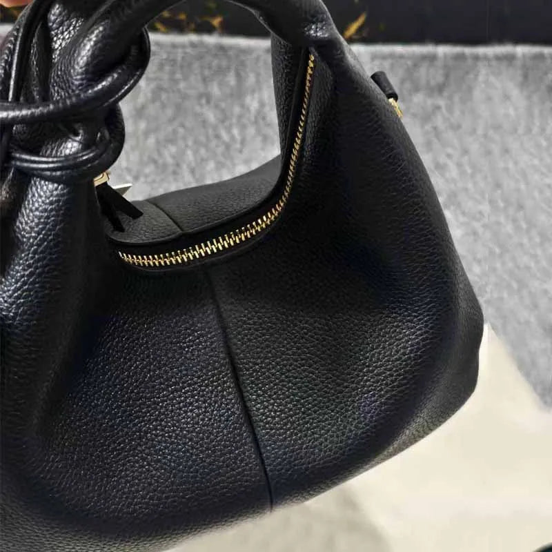 2026 New Y2K French Fashion Design Black Crescent Bag Female Saddle Bag with Cosmetic Mirror for Woman Shoulder Bags Purse