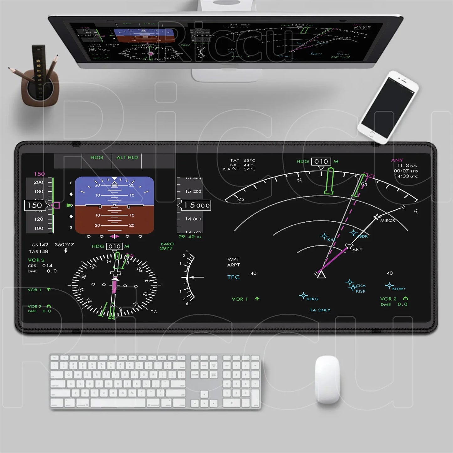 HD Airplane Speedometer Mouse Pads Plane Instrument Panel XXL Mousepad Non-slip Rubber Desk Mat Pc Gamer Deskmat Cockpit Playmat