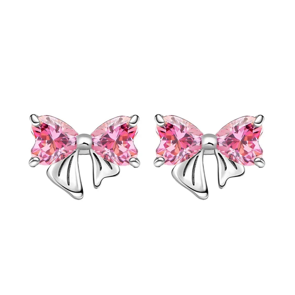 Original 925 Sterling Silver Luxury Bow Flower Shaped Clover Rose Pendant Earrings Elegant Mature Women Delicate Jewelry Gift