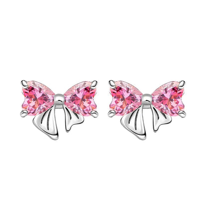 Original 925 Sterling Silver Luxury Bow Flower Shaped Clover Rose Pendant Earrings Elegant Mature Women Delicate Jewelry Gift
