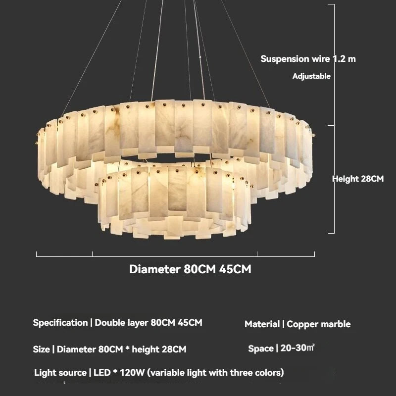 Minimalist Luxury Pendant Lights Solid Brass Natural Spanish Marble Chandelier Elegant for Living Room Dining Room Bedroom