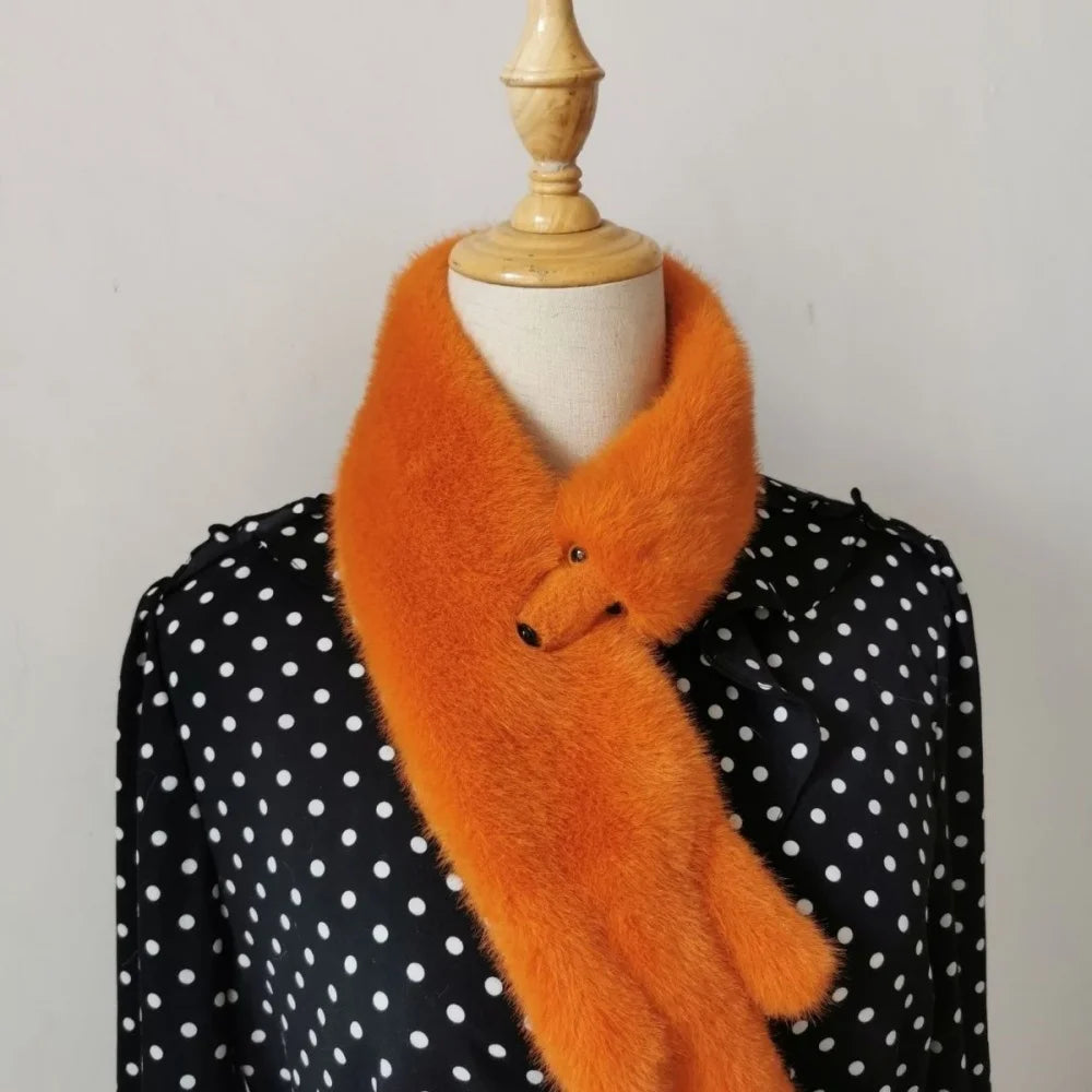 Winter Kawaii Fox Shape Plush Scarf Cute Fun Imitation Sable Soft Windproof Scarf Unisex Warm Fashion Versatile Fur Accessories