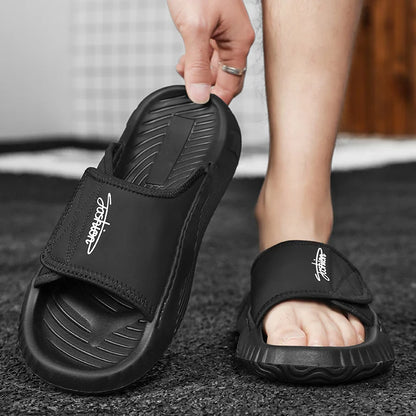 Leisure Walk Mens Slippers Outdoor Leather Male Slides Sneakers Summer Beach Shoes Sandals for Male Large Size Casual Half Drag
