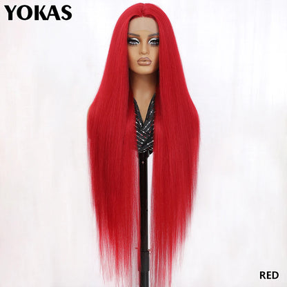 40 Inch Synthetic Lace Front Wigs For African Women T Part Lace High Temperature Fiber Straight Lace Wigs For Afro Female