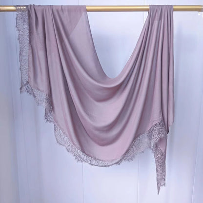 Ramadan Rayon Cotton Modal Hijab Scarf Lace L Edge Splicing Turban Breathable Shawl Cotton Plain Scarf Headscarf Women Hijabs