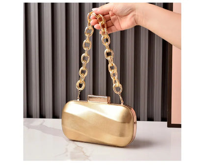 Golden Bag Ladies Oval Designer Luxury Handbags Irregular Dress Purse Fashion Buckle Party Women's Clutch Brand Cross Body Bag