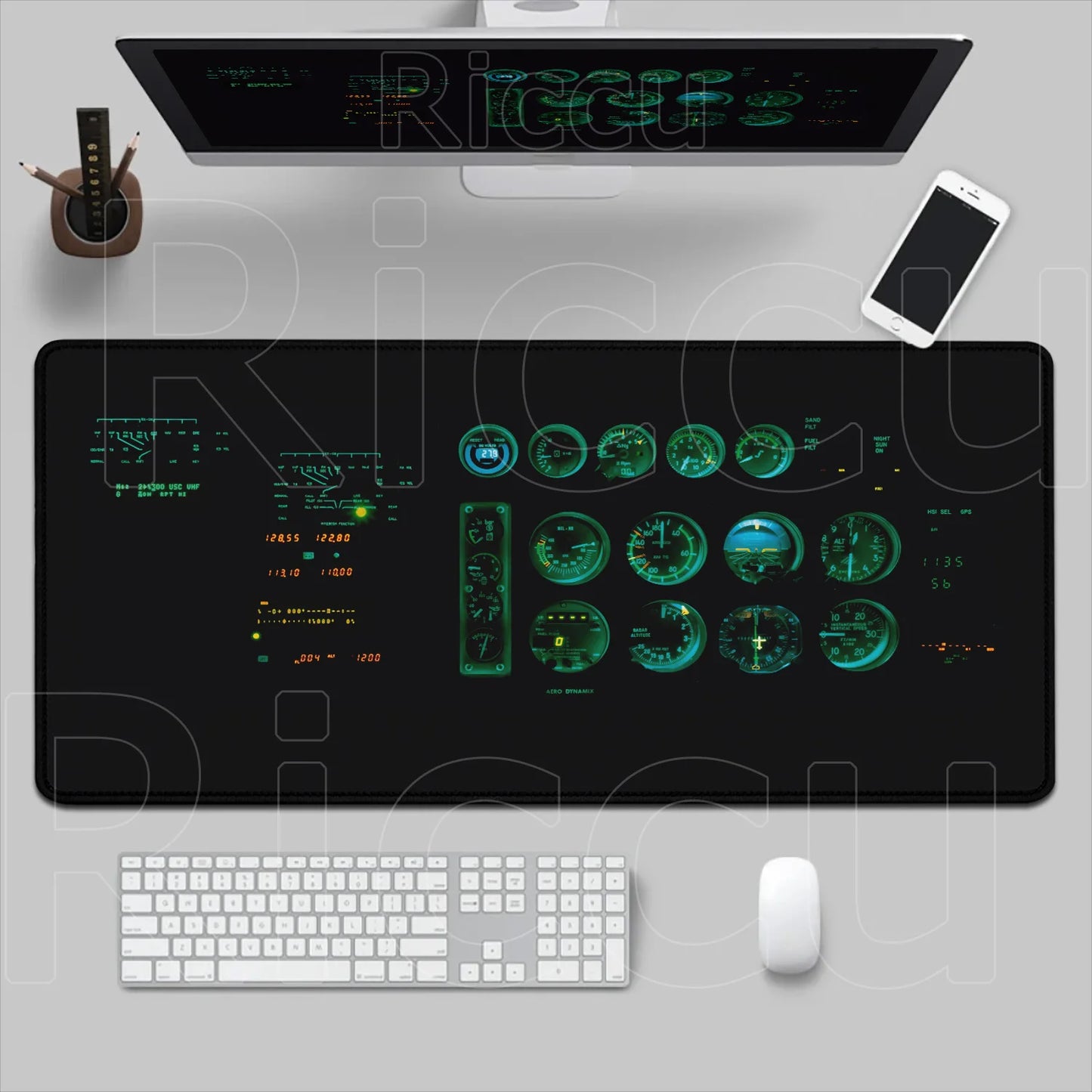 HD Airplane Speedometer Mouse Pads Plane Instrument Panel XXL Mousepad Non-slip Rubber Desk Mat Pc Gamer Deskmat Cockpit Playmat