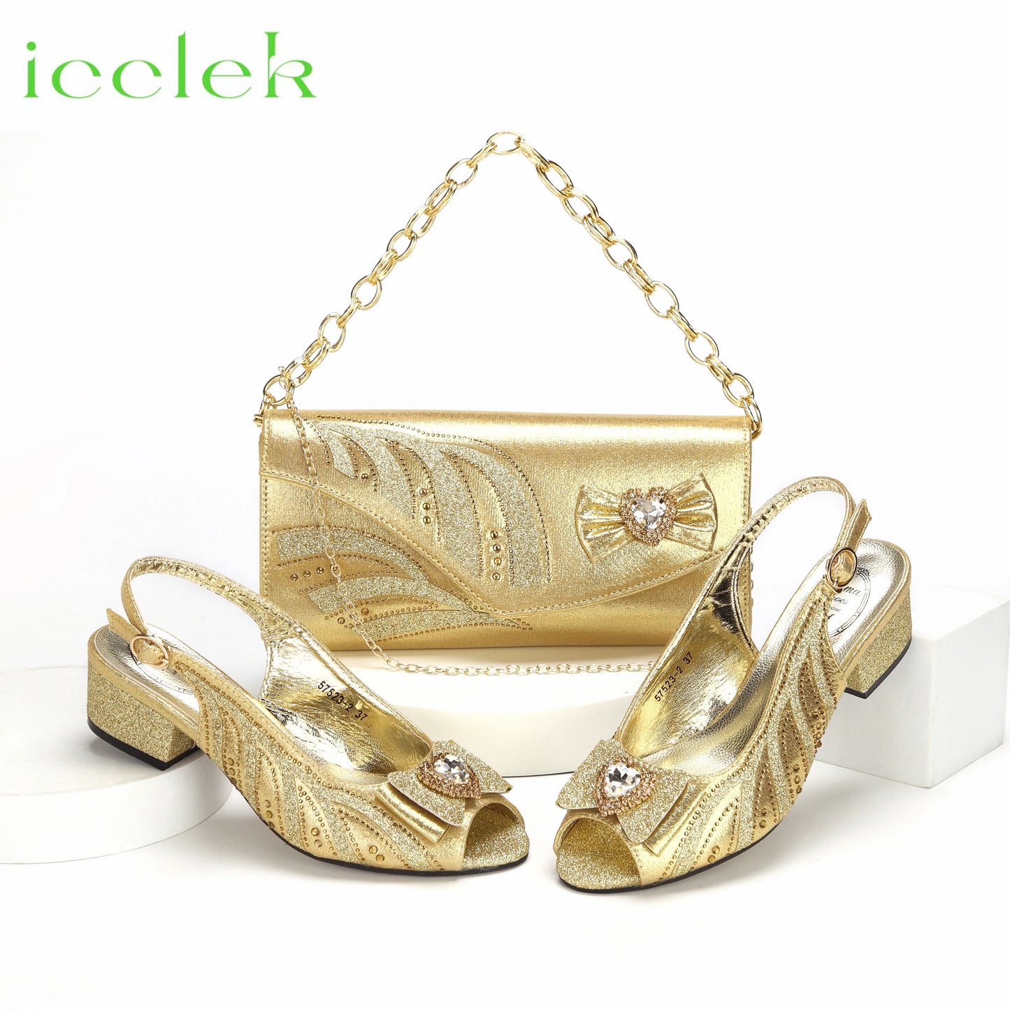 2024 New Arrival Elegant Style Fuchsia Color Low Heels Nigeria Popular Design African Ladies Shoes And Bag Set