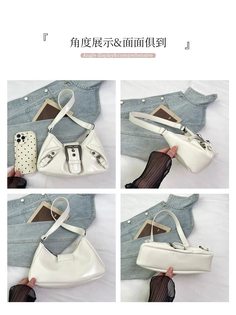 Y2K Retro Pleated Hobo Shoulder Bag for Women Hot Selling Maillard Style Underarm Bag Clutch Handbags for Travel Work Shopping
