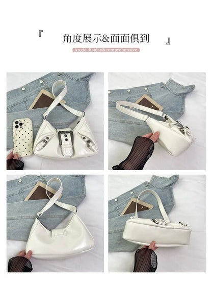 Y2K Retro Pleated Hobo Shoulder Bag for Women Hot Selling Maillard Style Underarm Bag Clutch Handbags for Travel Work Shopping