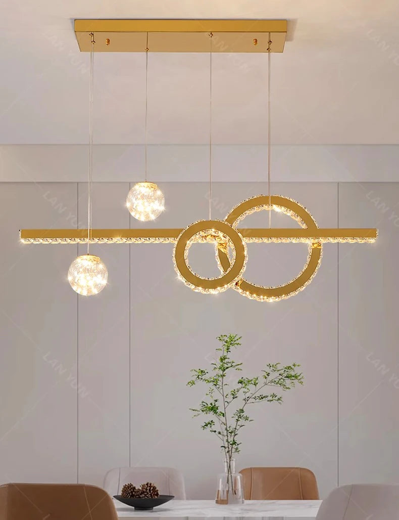 Modern home decoration salon lamps for living room smart crystal Pendant lights dining room indoor lighting