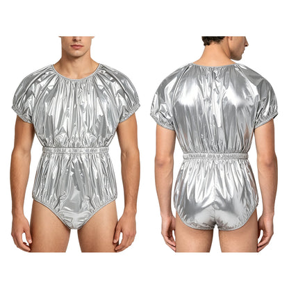 Men Women Waterproof Glossy Bodysuit Leak-proof Washable Diaper Cover Elderly Bedridden Special Needs Adaptive Jumpsuit Swimwear