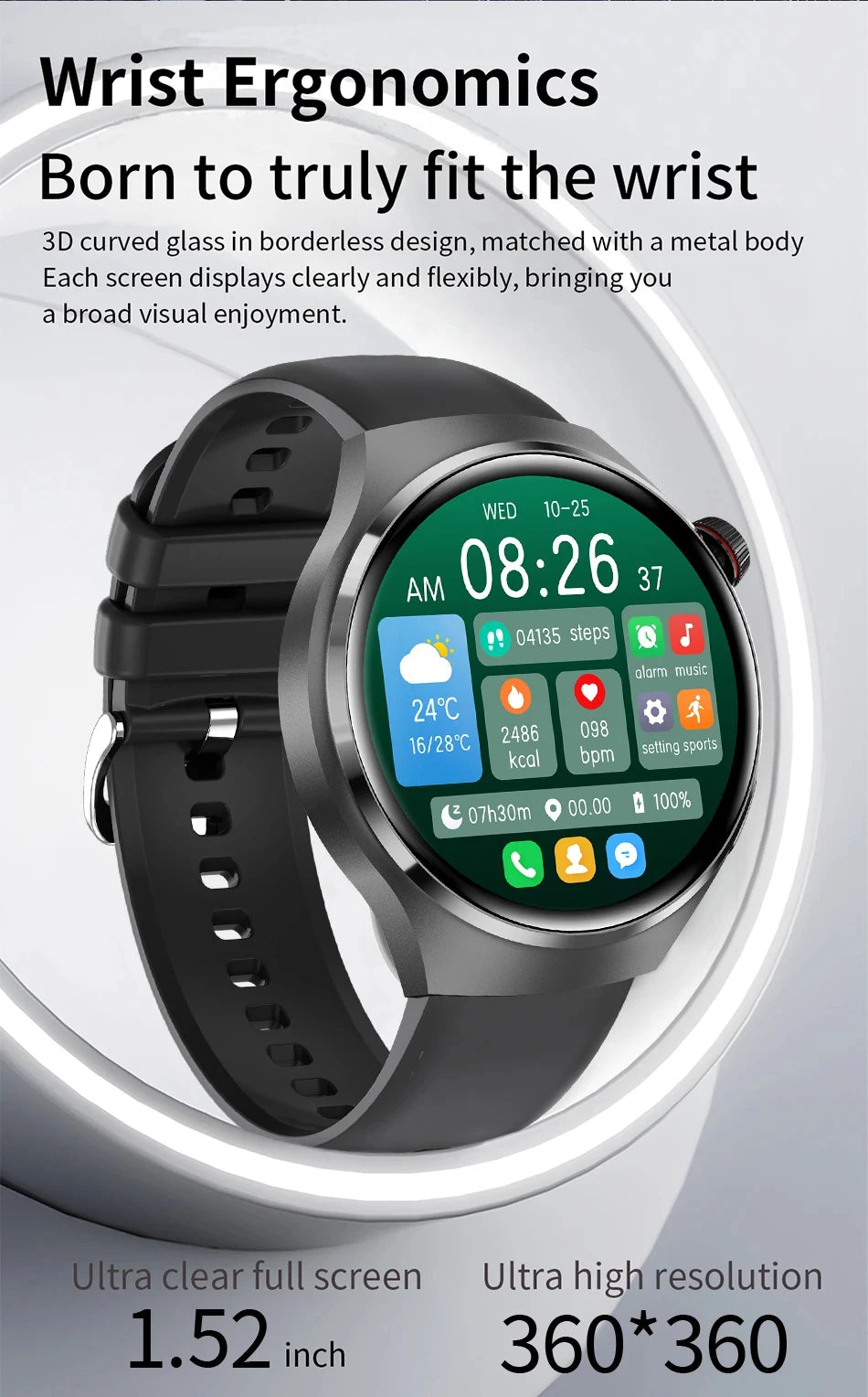 LAXASFIT 2026 New Smartwatch 1.52-inch HD Display Wireless Charging Bluetooth Calling Men's Sports Smart Watch