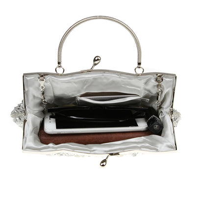 Women's Retro Small Totes Evening Bags Beaded Embroidered Ladies Clutch Purse Shoulder Chain Wedding Party Handbags Bags Purses