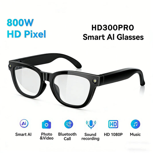 2026 AI Smart Glasses 800W Pixel Camera Translation Glasses Photo Video Recording Bluetooth 5.4 Call Waterproof Smart Sunglasses