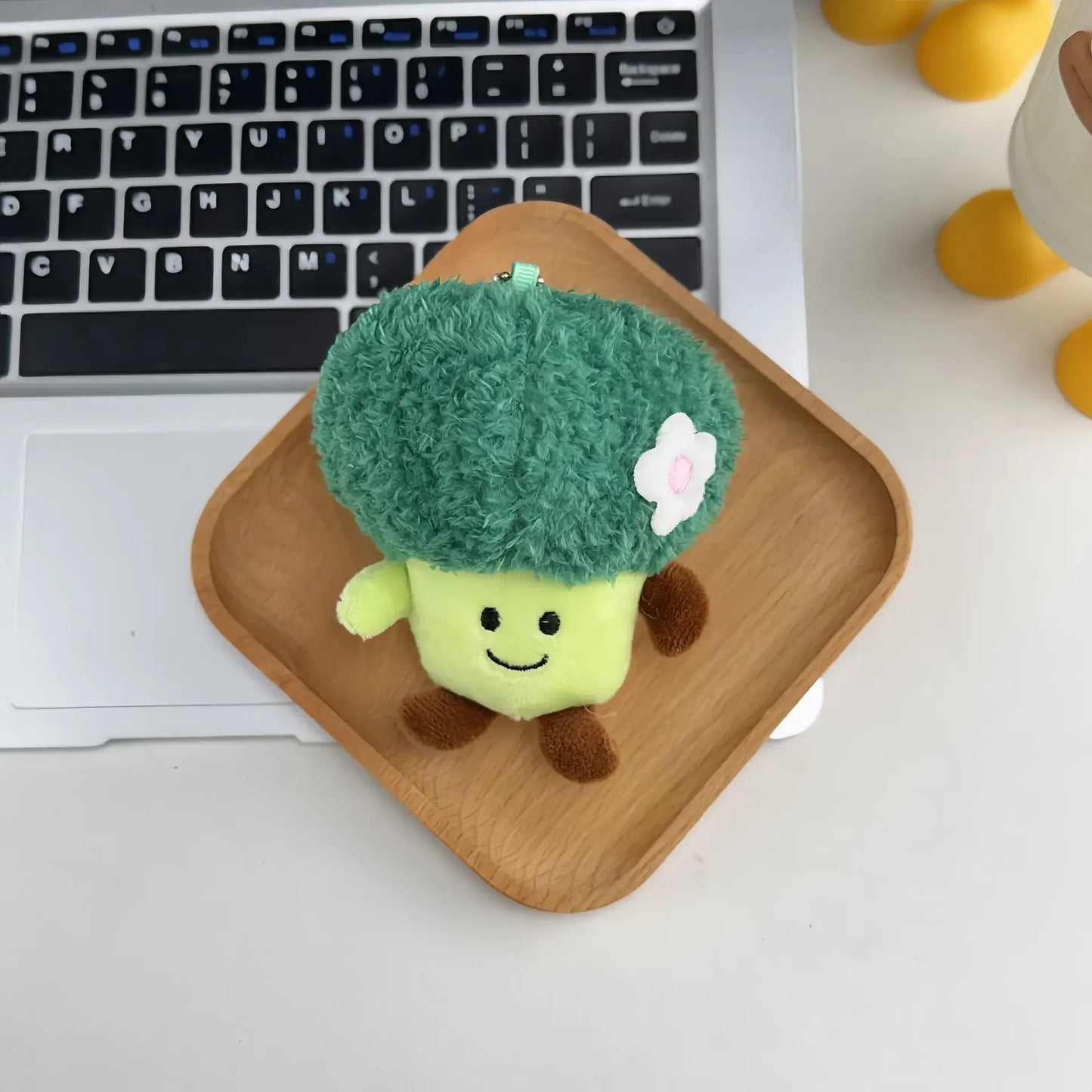 Cartoon Cute Fruit and Vegetable Plush Series Keychain Toy Peach Pear Cherry Doll Smiling Face Fruit Decoration Pet Gift