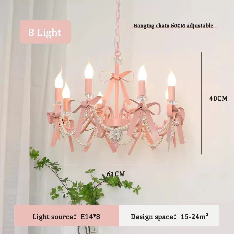 Pink Lovely Children's Room Chandeliers Crystal Cute Kid's Bedroom Pendant Lights Living Room Bedroom Hanging Lamps