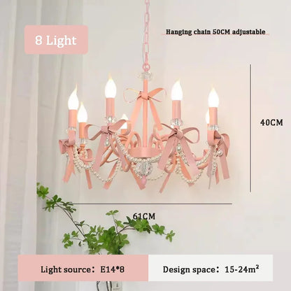 Pink Lovely Children's Room Chandeliers Crystal Cute Kid's Bedroom Pendant Lights Living Room Bedroom Hanging Lamps
