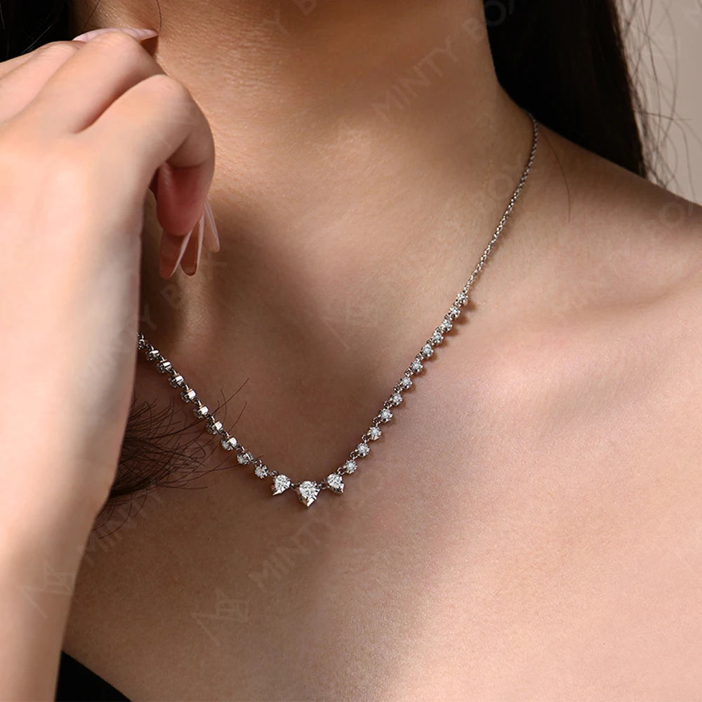 MINTYBOX Pear Cut DVVS1 Color Moissanite Necklace S925 Sterling Silver Adjustable 45+5cm for Women Engagement Jewelry Party Gift