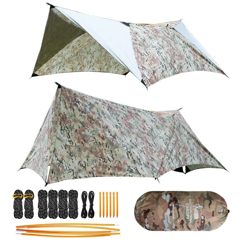 2025 TRAVELER NEW MC Camo Hammock Tent Set with Mosquito Net & Sunshade - Anti-Roll Design for 1-2 Person Outdoor Camping