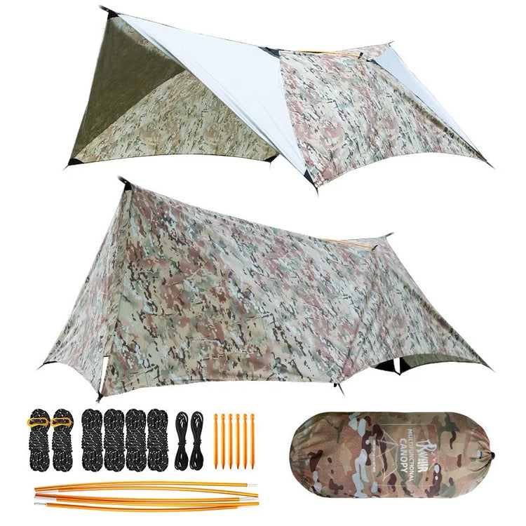 2025 TRAVELER NEW MC Camo Hammock Tent Set with Mosquito Net & Sunshade - Anti-Roll Design for 1-2 Person Outdoor Camping