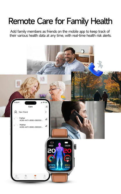 2026 New 650nm Laser Medical Grade Health Smartwatch Men ECG Blood Pressure Lipid Bluetooth Call Smart Watch For Android IOS