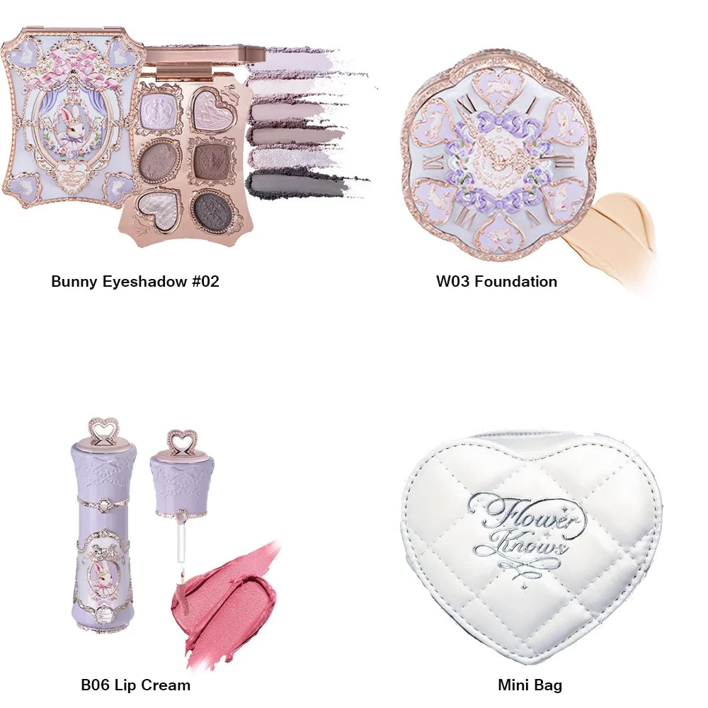 Makeup Flower Knows Set Swan Ballet Series Six Color Eyeshadow Palette Embossed Blusher Shine Lipstick Kit With Bag All In