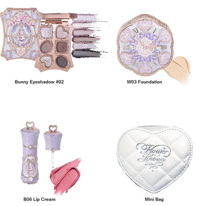 Flower Knows All In One Makeup Set Gift Box Garden Cushion Cream Foundation Matte Blush Long Lasting Velvet Lip Cream With Bag