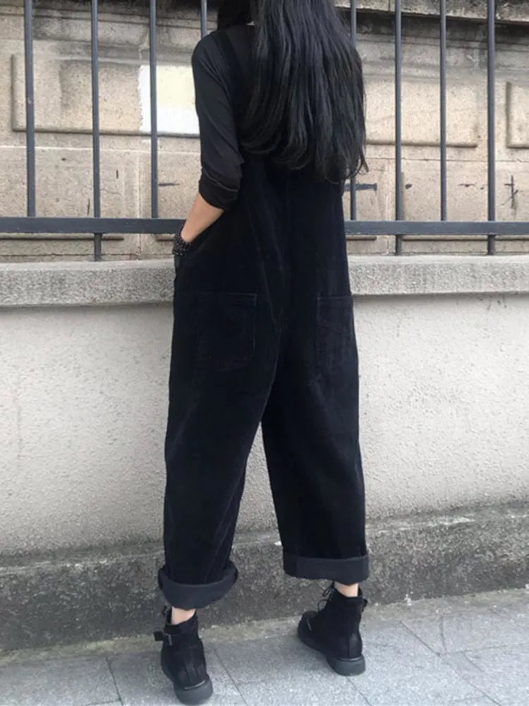 Winter Women Corduroy Jumpsuits Autumn Pants 2024 ZANZEA Casual Suspender Fashion Wide Leg Playsuits  Rompers Streetwear Trouser