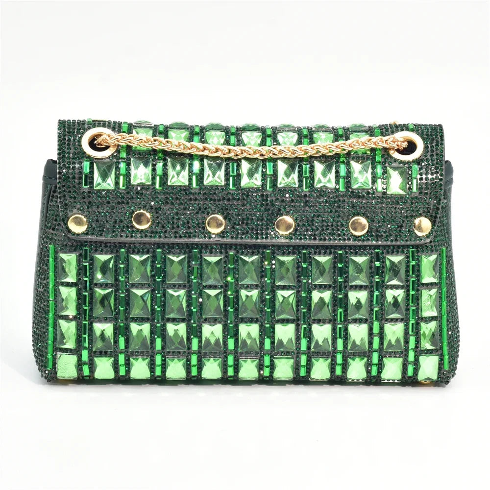 New Arrival African Style Ladies Shoes and Bags Set Latest Italian Women Shoes and Bag Set with Rhinestone Heels Women Luxury
