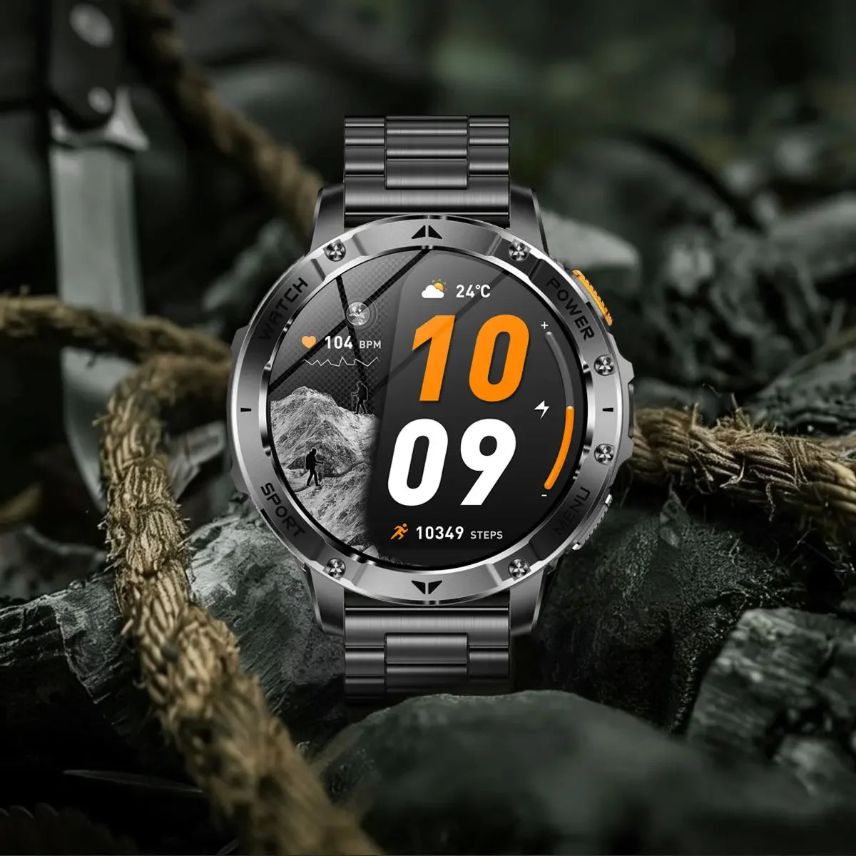 TANK Ultra Outdoor Smartwatch 1400mAh Battery Military Watches Waterproof Two-color Tactical LED Flashlight Men Sports Bracelet